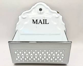 Vintage Enamel Mail Wall Pocket