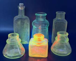 Glass Inkwells & Apothecary Bottles — Vintage