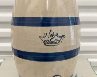 Vintage Ransbottom BLUE CROWN Beverage Dispenser Crock/Cooler Original 2 Gallon