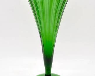 Green Glass Vintage Trumpet Vase