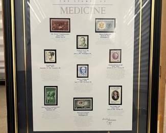 The Stamps of Medicine Signed & Numbered Collection Framed Behind Glass