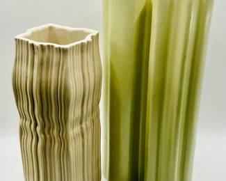 (2) Organic Form Porcelain Vases