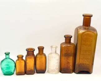 Vintage Apothecary Glass Bottle Lot