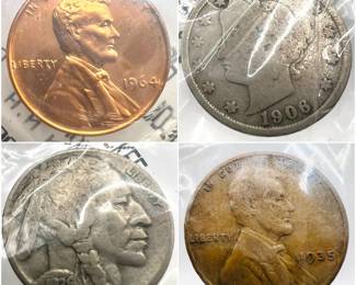 (3) Littleton Coin Co: 1906 Liberty Nickel, 1935 Wheat Cent, 1936 Buffalo Nickel & 1964 Proof Penny