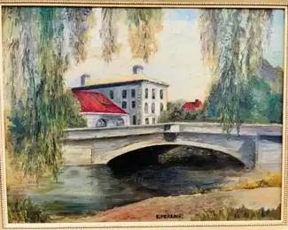 Signed Oil Painting “A Medford Scene” by Esther Perkins