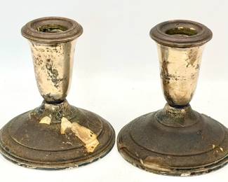(2) Revere Sterling Silver Weighted Candlestick Holders