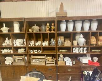 4 dressers with top display cabinets