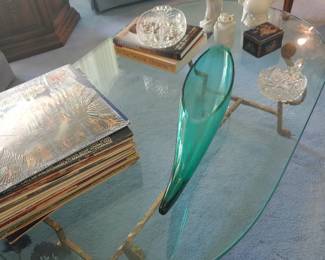 Glass top & gold table ! Fab! Various collectibles