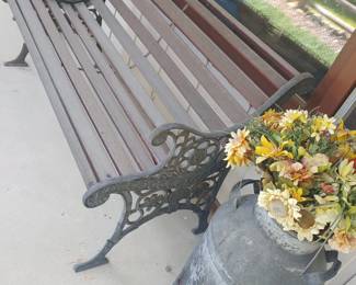 Garden art, patio furnishings and great park bench