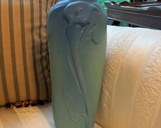 Vintage Van Briggle blue green signed pottery vase
