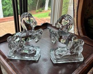 Vintage LE Smith Glass horse bookends