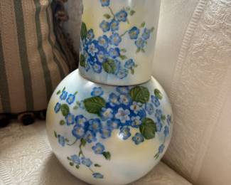 Antique Leftons china nightstand pitcher with matching glass