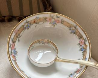 Antique Nippon mayonnaise bowl and ladle 1891-1921