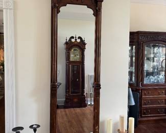 Antique floor to ceiling walnut mirror