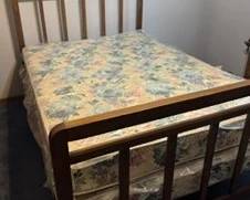 Antique Full Size Headboard/Footboard and Rails (all original hardware) Mattress and Box Springs are still in plastic (sold separately)