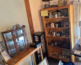 Curio cabinet, bookcase and miscellaneous