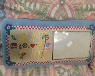 Count Your Blessings Embroidered Pillow with Photo Frame
