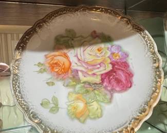 HandPainted Porcelain Plate with Roses, M.I.C. Limoges France