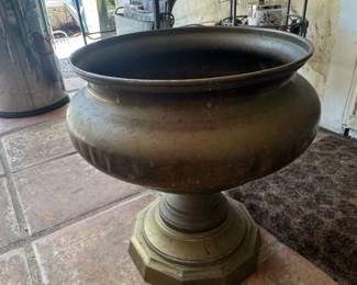 Large Brass Pedestal Urn Planter
