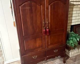 Vintage Cherry Wood Armoire with Integrated Electronics