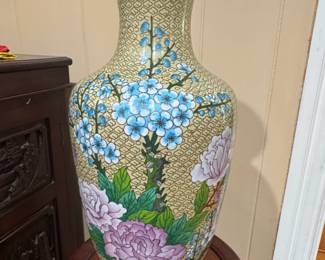 Cloisonn Vase with Floral and Geometric Motifs