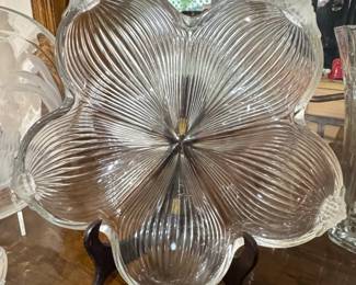 Vintage Arcoroc Fleur Pattern Glass Relish Dish with Stand