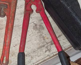 Vintage Pipe Wrench and Bolt Cutters Set