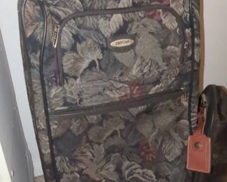 Vintage Jaguar Floral Tapestry Luggage Set