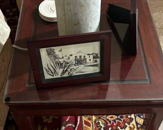 Vintage Rosewood Ming Style Side Table with Glass Top second image