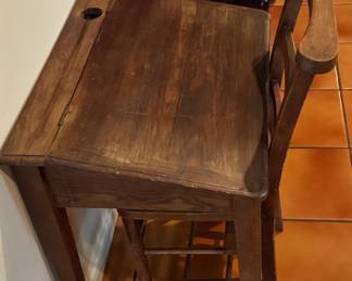 Antique Oak School Desk and Chair Set second image