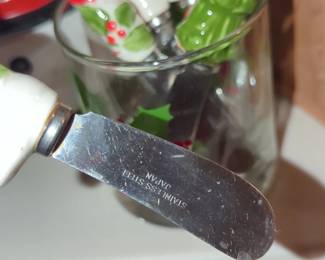 Christmas Themed Cheese Knife Set with Glass Holder third image