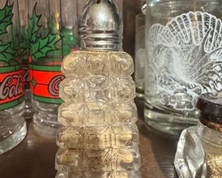 Vintage Stacked Faceted Glass Salt Shaker Made in Japan