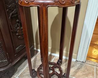 Vintage Chinese Carved Rosewood Plant Stand