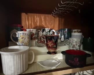 Assorted Ceramic Mugs and Bowls with Holiday and Themed Designs