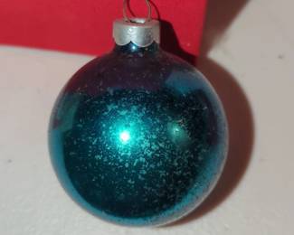 Vintage Teal Mercury Glass Christmas Ornament