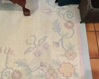 Handmade Woolen Area Rug with Floral Motif second image