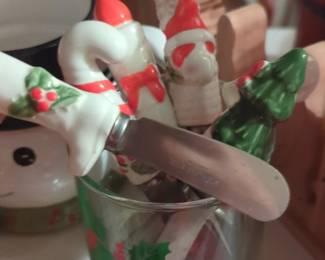 Christmas Themed Cheese Knife Set with Glass Holder second image