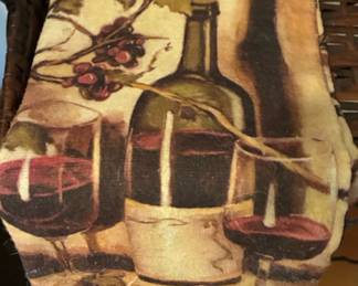 Wine Bottle and Grapes Decorative Fabric Panel