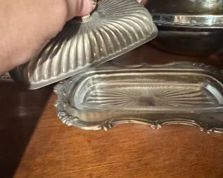 FB Rogers Silver Plated Butter Dish with Glass Insert second image