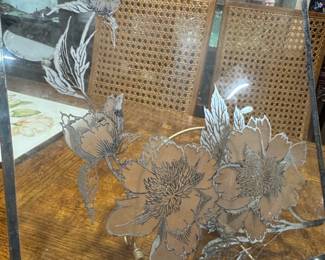 Etched Glass Panel with Floral Motif second image