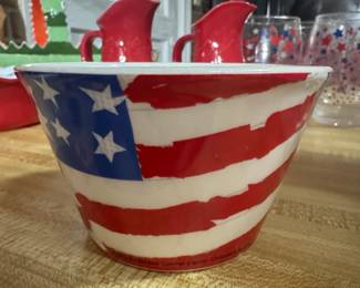 American Flag Patriotic Serving Bowl