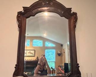 Antique French Rococo Style Carved Wood Mirror