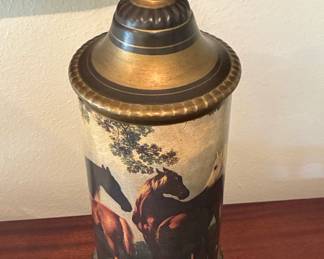 Vintage Frederick Cooper Horse Scene Decorative Urn