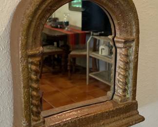 Gothic Revival Arch Mirror with Faux Stone Finish