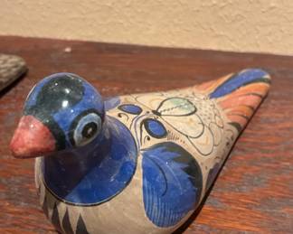 Vintage Tonala HandPainted Ceramic Bird Figurine