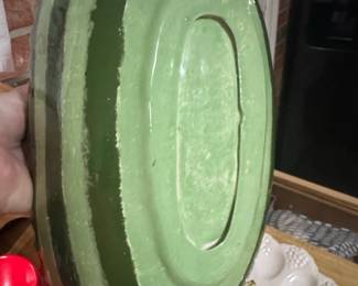 Watermelon Shaped Ceramic Bowl with Handle second image
