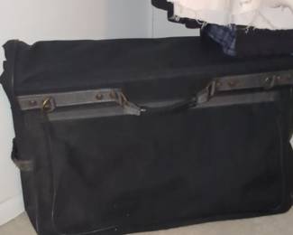 Vintage Black Canvas and Leather Trim Duffel Bag