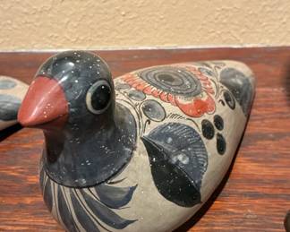 Vintage Tonala Mexican Pottery Bird Figurine