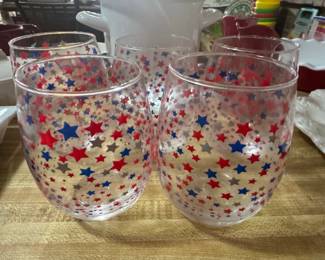 Patriotic Star Stemless Wine Glasses