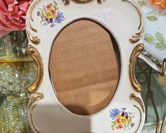 Vintage HandPainted Porcelain Floral Picture Frame